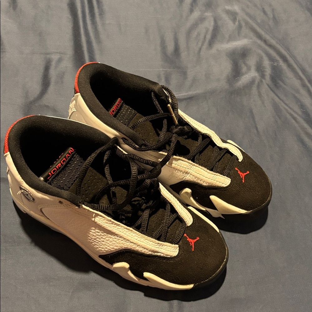Jordan Black and White Shoes with Red Highlights